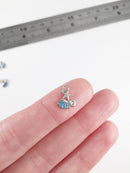 1 x Platinum Plated Starfish and Shell Charm with Cubic Zirconia, 10x8mm (2209)