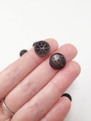 10 x Embossed Flower Coconut Shell Buttons, 13mm