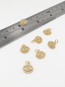 1 x Gold Plated Evil Eye Charms with Cubic Zirconia, 12x12mm (0269)