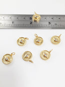 1 x 18K Gold Plated Evil Eye Charm with Cubic Zirconia, 13x11mm (0230)