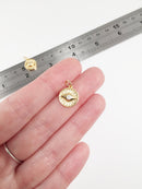 1 x 18K Gold Plated Evil Eye Charm with Cubic Zirconia, 13x11mm (0230)