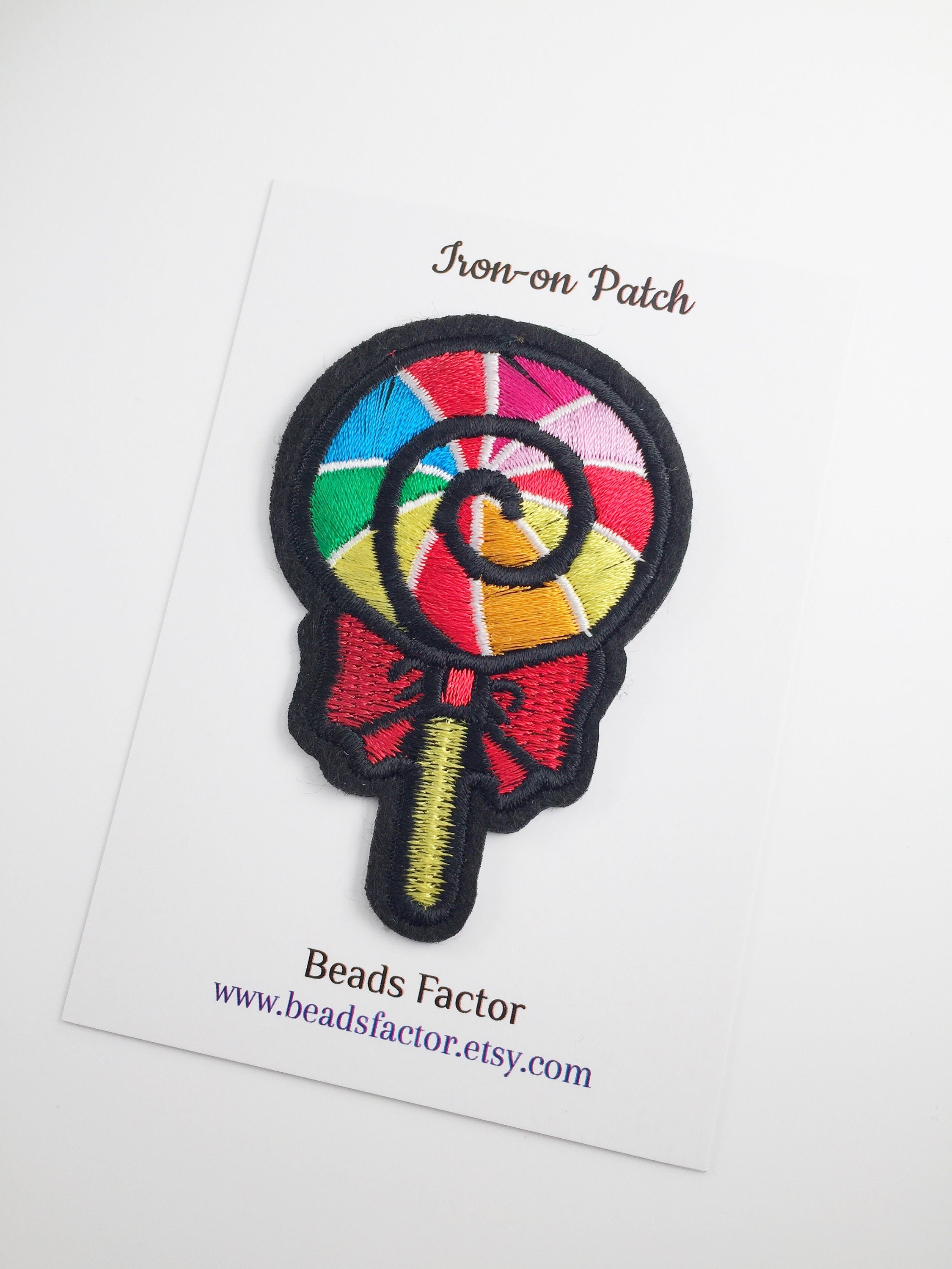 Lollypop Iron-on Patch, Embroidered Lollypop Badge