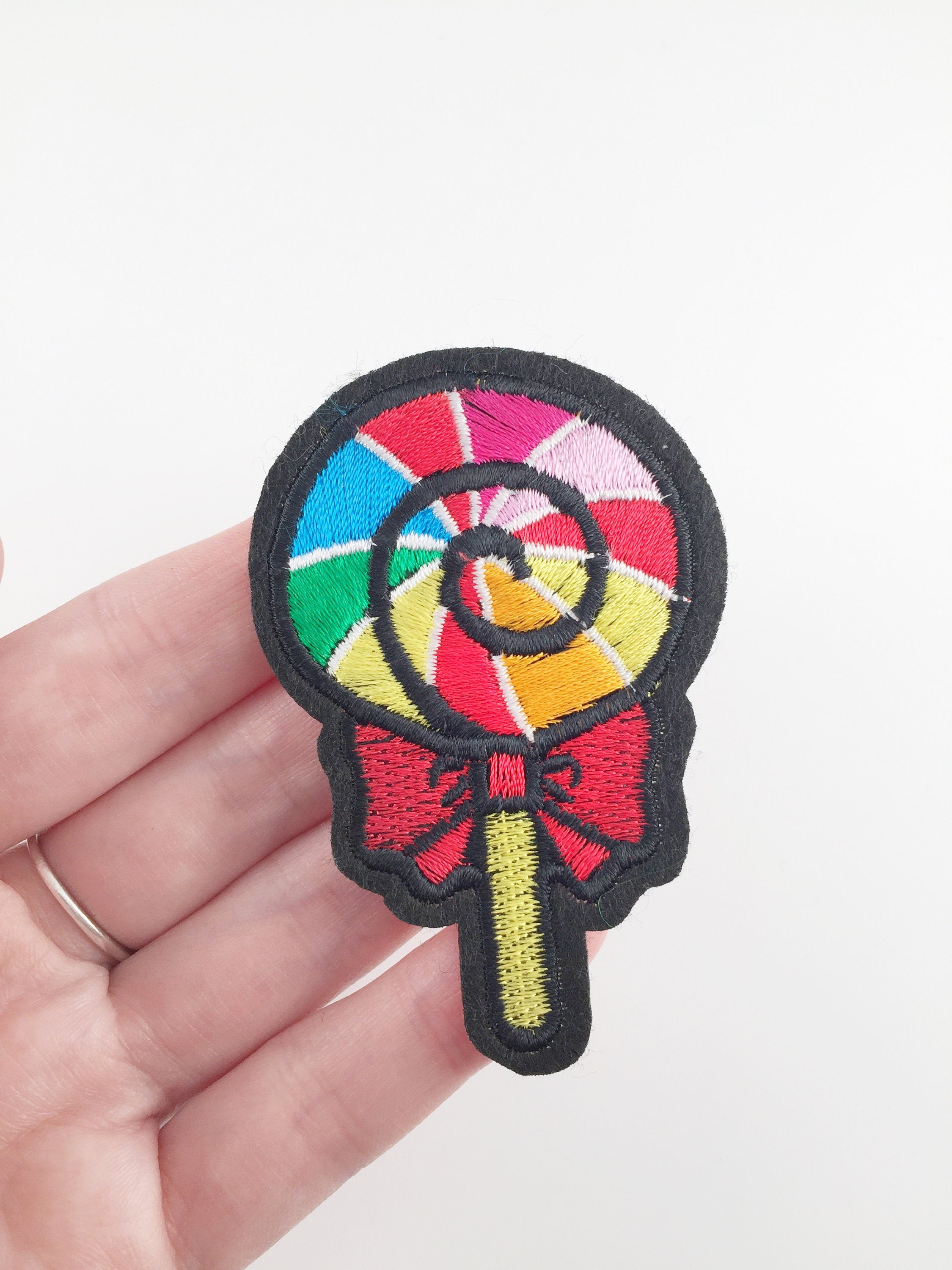 Lollypop Iron-on Patch, Embroidered Lollypop Badge