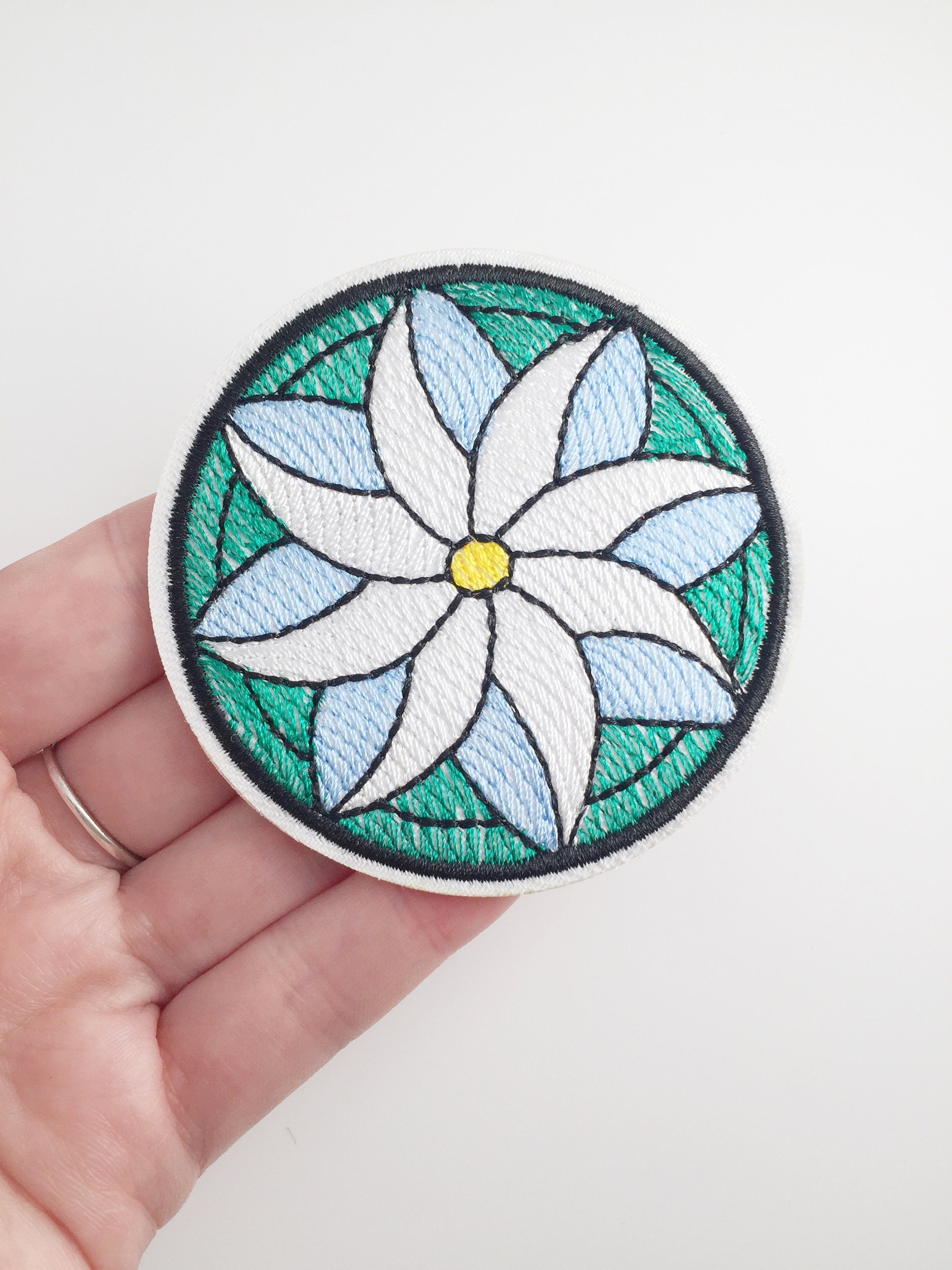 Lotus Iron-on Patch, White Lotus Clothes Applique