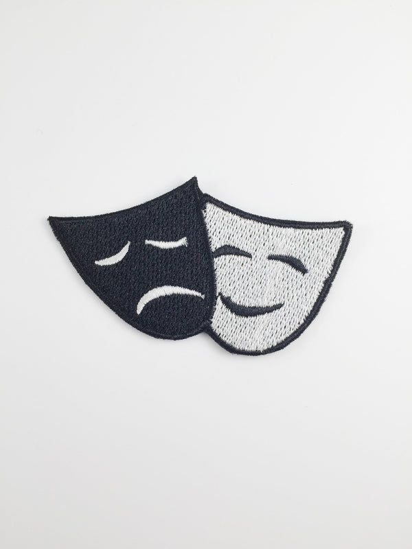 Theatre Masks Iron-on Patch, Comedy and Tragedy Applique