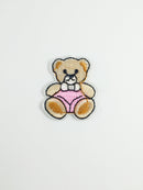 Tiny Pink Teddy Bear Iron-on Patch, Cute Bear Girl Embroidered Motif