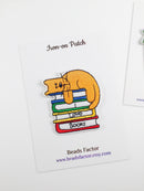 I Love Books Iron-on Patch, Reader's and Cat Lover Badge