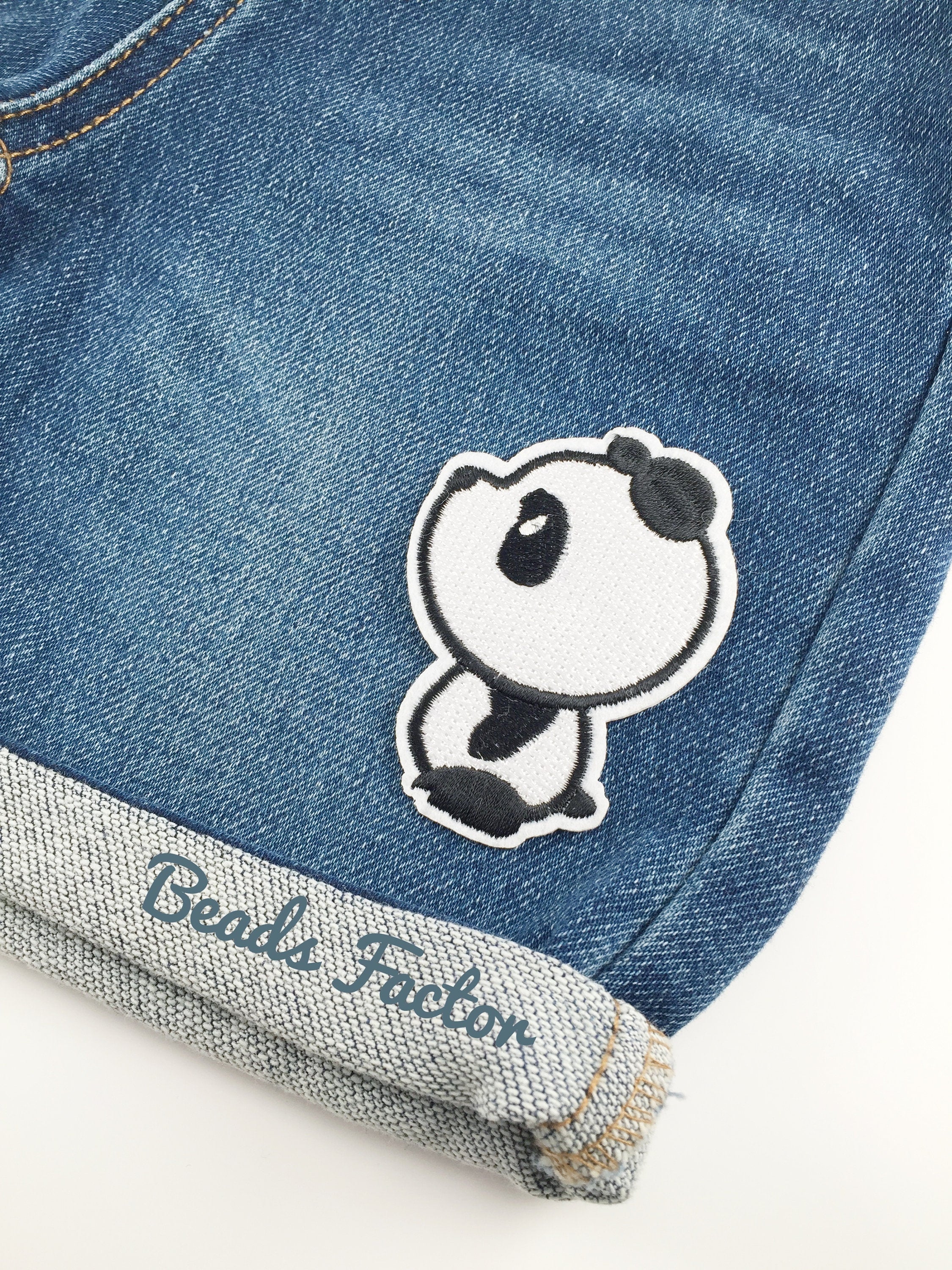 Cute Panda Iron-on Patch, Black and White Panda Applique