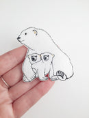 Polar Bear Iron-on Patch, Embroidered Mama and Baby Bears Applique (P090)