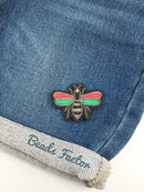 Green and Red Bee Iron-on Patch, Queen Bee Motif