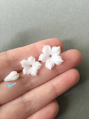 10 x Handmade Cream Clay Flower Beads, Different Sizes