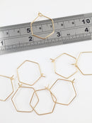 1 pair x 18K Gold Plated Hexagon Earring Hoops, 20x22mm Hoop Earring Wire (0068)