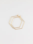1 pair x Gold Stainless Steel Hexagon Earring Wire, 25x28mm Beadable Earring Hoops (2333)