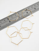 1 pair x Gold Stainless Steel Hexagon Earring Wire, 25x28mm Beadable Earring Hoops (2333)