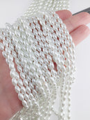 1 strand x Classic Pure White Rice Pearl Beads, 7x4mm (1884)