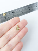 2 x Tiny 18K Gold Plated Flower Charms, 10.5x8mm (2238)