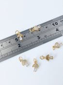 1 x 18K Gold Plated Mushroom Pendant with Cubic Zirconia, 12x7.5mm (2239)