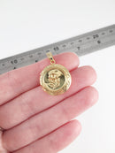 1 x 18K Gold Plated Locket Pendant with Embossed Rose Flower, 20mm (0048)