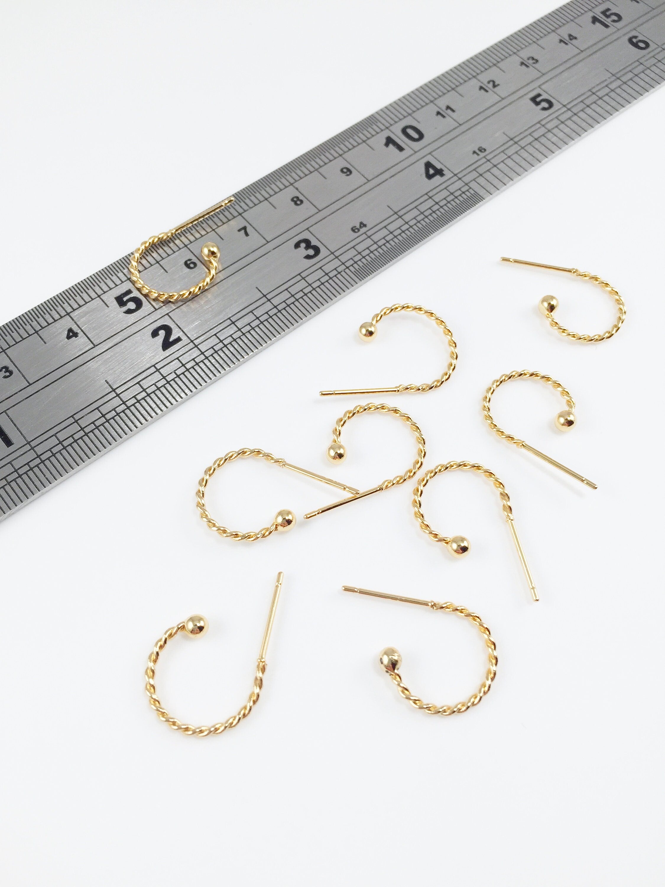 3 pairs x Gold Earring Hoops Stainless Steel Twisted Hoop, 13x11mm (1910)