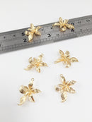 1 x 18K Gold Plated 3D Flower Charm, 23x19mm (0233)