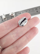 6 x Rhodium Plated Cowrie Shell Charms (1887)