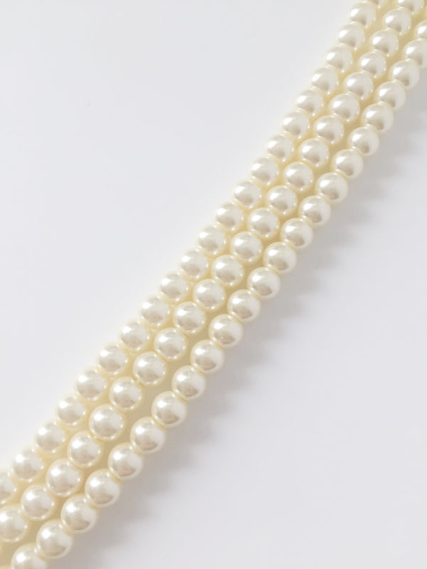 1 strand x 6mm Cream Glass Pearl Beads (3045)