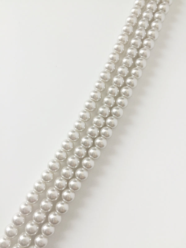 1 strand x 6mm Antique White Glass Pearl Beads (3047)