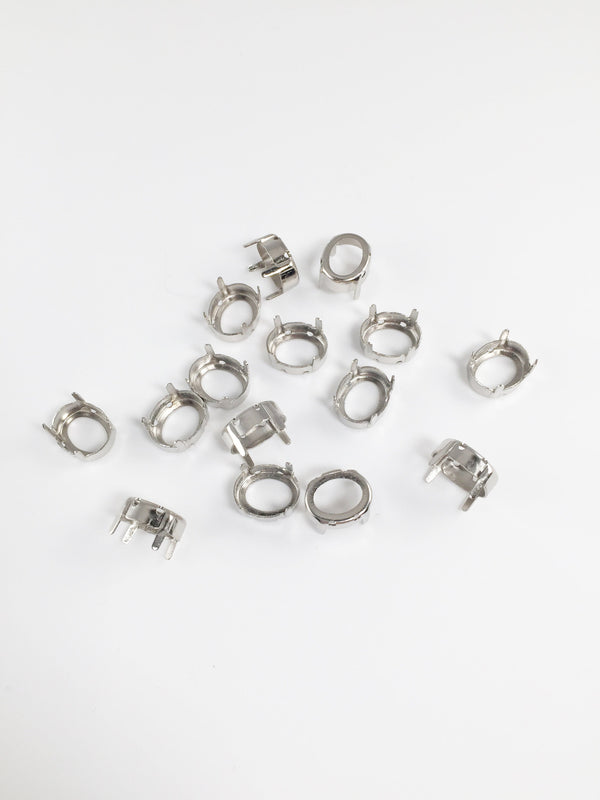 24 x 10x12mm Rhodium Setting for Oval Cut Crystals (0676)
