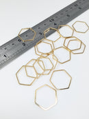 10 x Gold Tone Brass Hexagon Connectors, 20x23mm (3094)