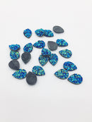 20 x Iridescent Blue Teardrop Druzy Imitation Cabochon, 14x10mm (3092)
