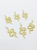 2 x Gold Plated Snake Pendants, 42x19mm (3056)