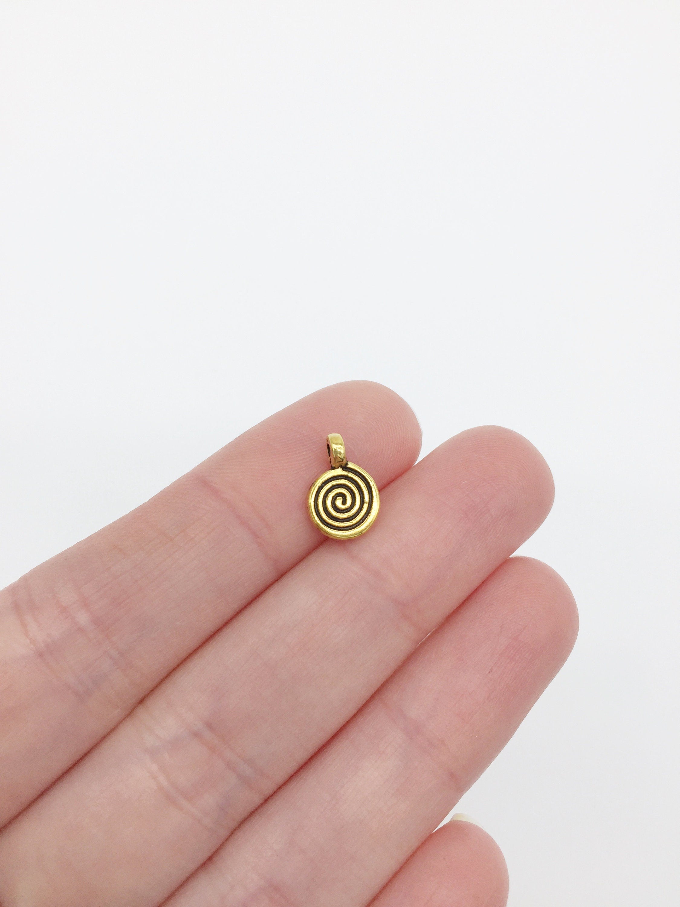 50 x Antique Gold Plated Small Swirl Charms, 11.5x8mm (3052)