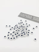 100 x White Acrylic Flat Heart Spacer Beads, 7mm (3084)