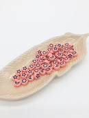 100 x Pink Flat Round Acrylic Beads with Celestial Pattern, 7mm (2464)