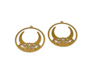 2 x Raw Brass Lotus Moon Filigree Pendants, 32x30mm (C0471)