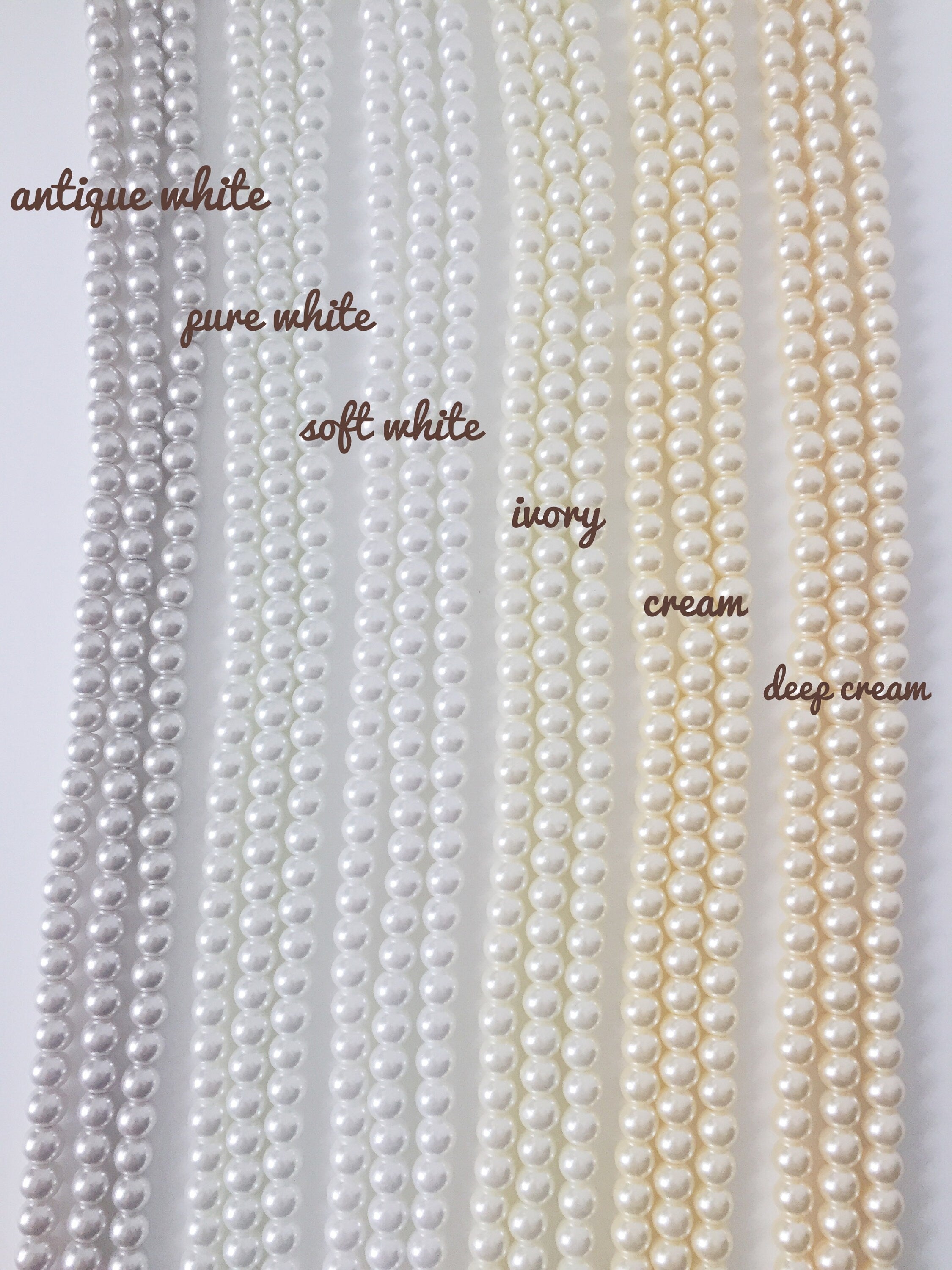 1 strand x 6mm Pure White Glass Pearl Beads (0848)