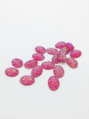10 x Iridescent Deep Pink Oval Druzy Cabochons, 18x12mm (2343)