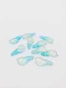 10 x Blue Ombre Glass Butterfly Wing Charms, 25x13mm (1217)