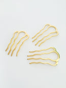 2 x Ornate Gold Hair Combs Base, 25x45mm (3040)