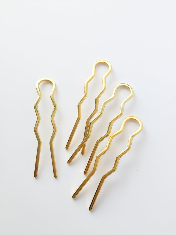 4 x Large Gold Plated Hair Pins, 70mm (3041)