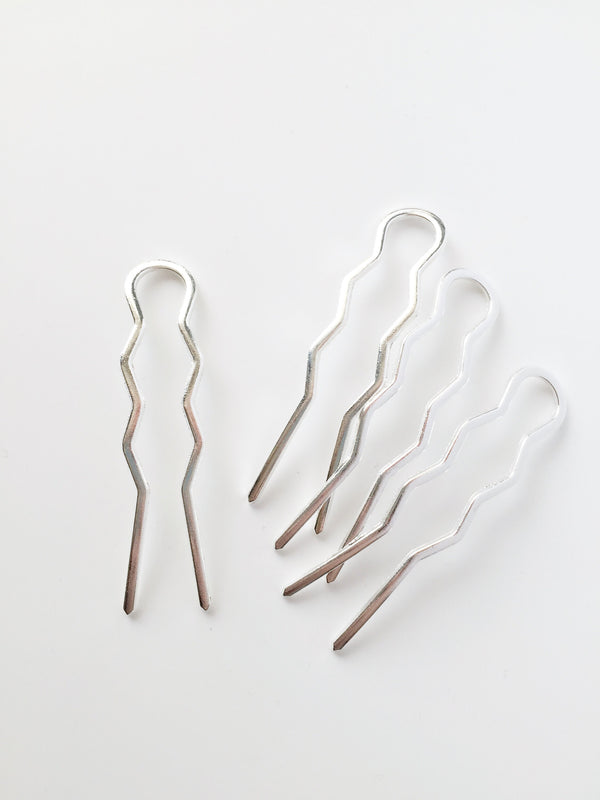 4 x Large Silver Plated Hair Pins, 70mm Long (3041)