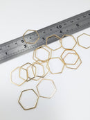 10 x Gold Tone Brass Hexagon Connectors, 20x23mm (3094)