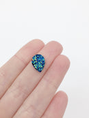 20 x Iridescent Blue Teardrop Druzy Imitation Cabochon, 14x10mm (3092)