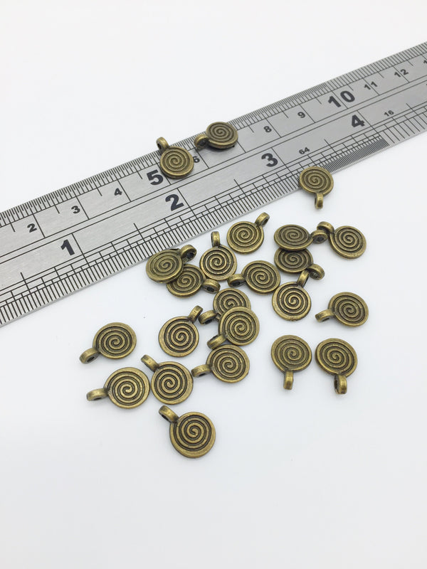 50 x Antique Bronze Plated Small Swirl Charms, 11.5x8mm (3054)