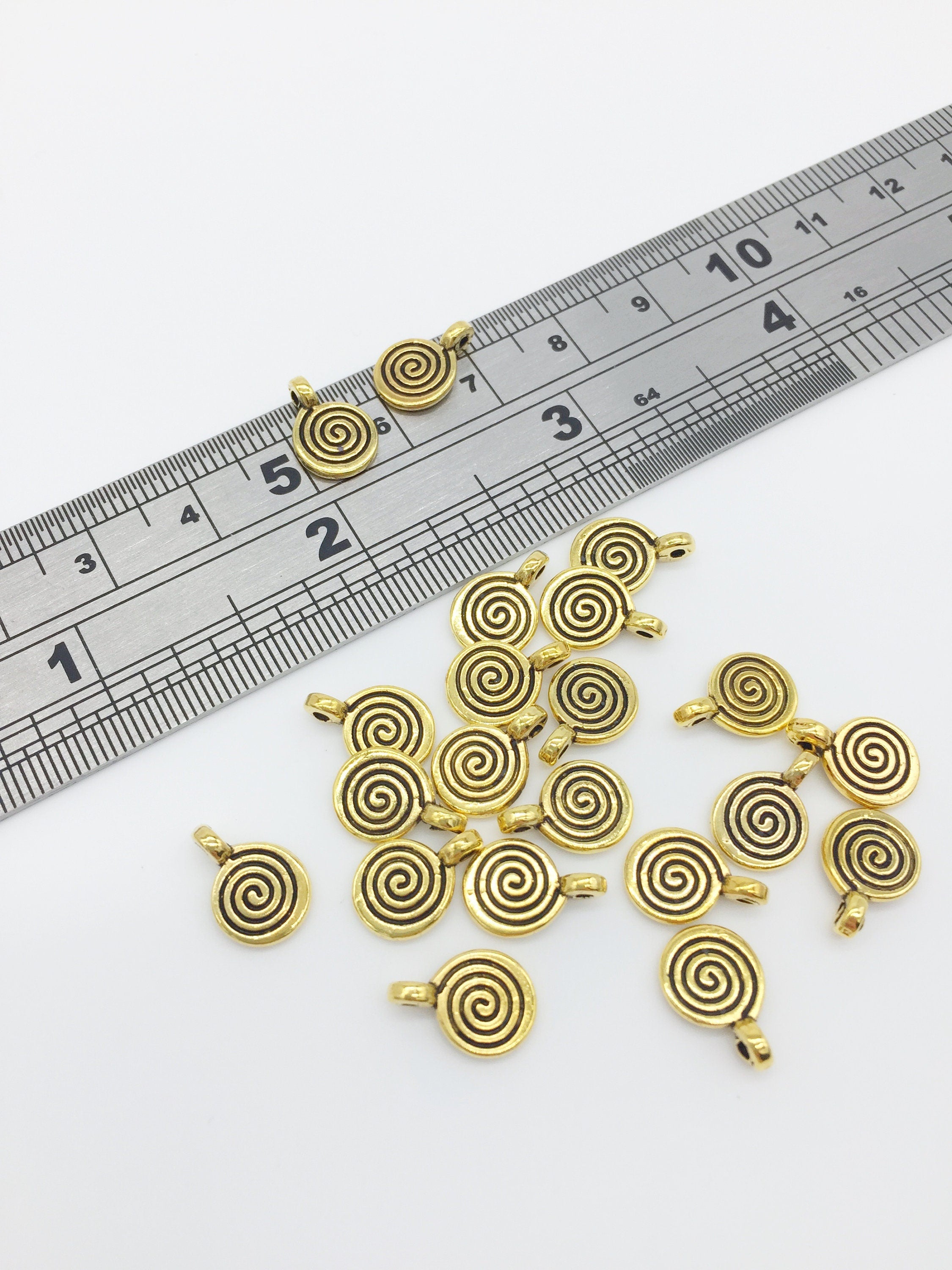 50 x Antique Gold Plated Small Swirl Charms, 11.5x8mm (3052)