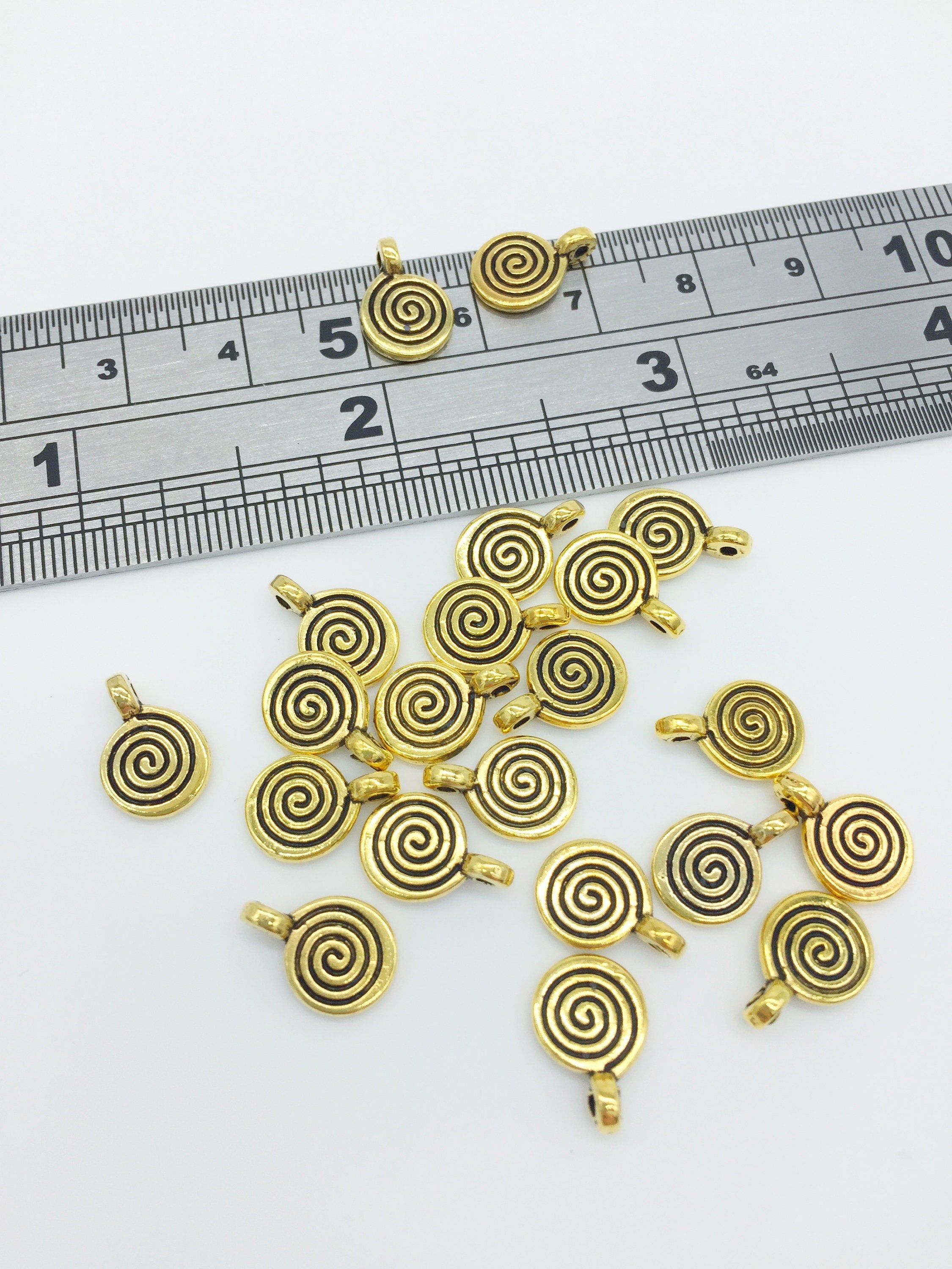 50 x Antique Gold Plated Small Swirl Charms, 11.5x8mm (3052)