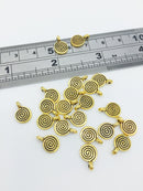 50 x Antique Gold Plated Small Swirl Charms, 11.5x8mm (3052)