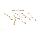 10 x Raw Brass Shaped Wire Links, 40mm Brass Eyepin Connectors (C0716)
