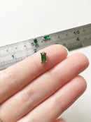 2 x Tiny Emerald Green Baguette Cut Crystal Pendants, 4x8mm (0396)