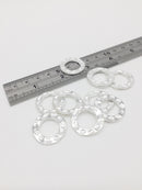 10 x Bright Silver Plated Organic Circle Jewellery Connectors, 23mm (3059)